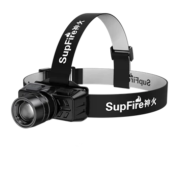 Latarka czołowa Superfire HL50, 300 lm, zasięg 200 m, 4 tryby, zoom