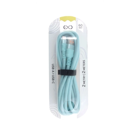 Kabel USB-A - USB-C, 60 W, 2 m, pastelowy, eXc