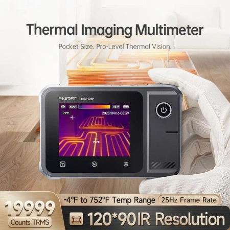 Multimetr z kamerą termowizyjną FNIRSI TDM-120P - kamera IR 120×90 -20–400°C, TRMS 19999, dotykowy ekran