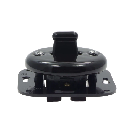 Włącznik światła pojedynczy dwubiegunowy dźwigniowy ceramiczny, okrągły podtynkowy czarny Ceramic Loft