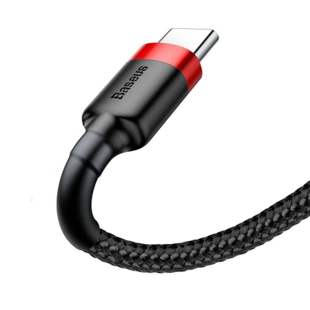 Kabel USB do USB-C 1m, szybkie ładowanie QC3.0 3A, nylonowy oplot, czarno-czerwony Baseus