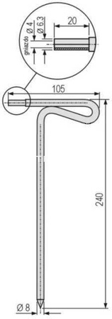 Sonda 23.5cm, pręt uziemiający do pomiarów rezystancji uziemień, gniazdo 4mm