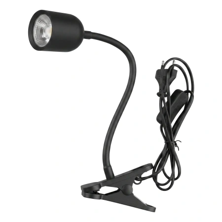 Lampka LED z klipsem czarna, 4 W, 320 lm, 4000 K, zasilanie 230V