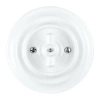 Włącznik podwójny obrotowy okrągły biały ceramiczny podtynkowy z ramką - Ceramic Loft