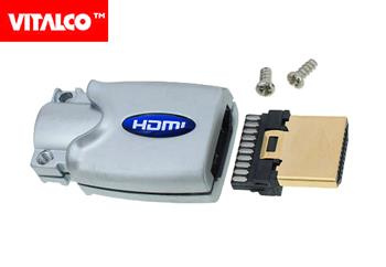 Wtyk HDMI skręcany, obudowa chromowana