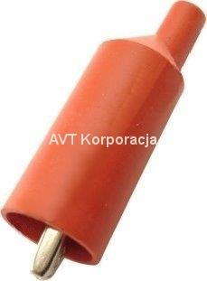 Krokodylek w osłonie gumowej, rozwarcie 10mm, gniazdo 4mm, czerwony