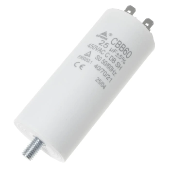 Kondensator rozruchowy do silnika 25uF 450VAC, 4 konektory, 40x93mm