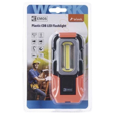 Latarka LED 3W 200lm, hak i magnes