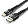 Kabel USB – USB-C RGB LED 1m, szybkie ładowanie 3A, pleciony, czarny – everActive CBB-1CBR