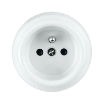 Gniazdko elektryczne z uziemieniem okrągłe białe ceramiczne natynkowe - Ceramic Classic Loft