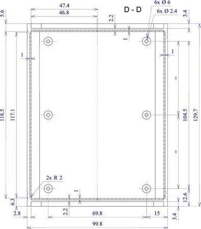 Obudowa 100x130, h=36mm ABS jasna, Z91