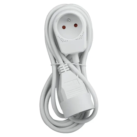 Przedłużacz 3m, 1 gniazdo przelotowe, 2300W, PS53 biały