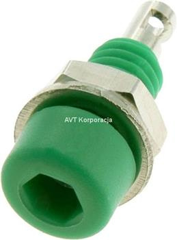 Gniazdo izolowane 2mm M5 lutowane 10A zielone