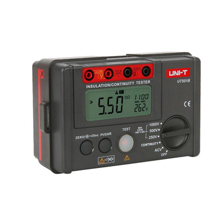 Miernik rezystancji izolacji Uni-T UT-501B, napięcie probiercze 250-1000 V, PI i DAR