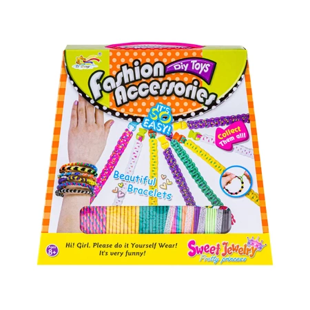 Zestaw do tworzenia biżuterii, bransoletek. Akcesoria i klej.