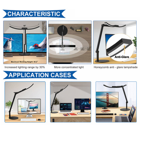 Lampa biurkowa LED - profesjonalna z regulacją barwy i jasności - 42cm - regulacja barwy i jasności - 719lm - czarna - FDDL06