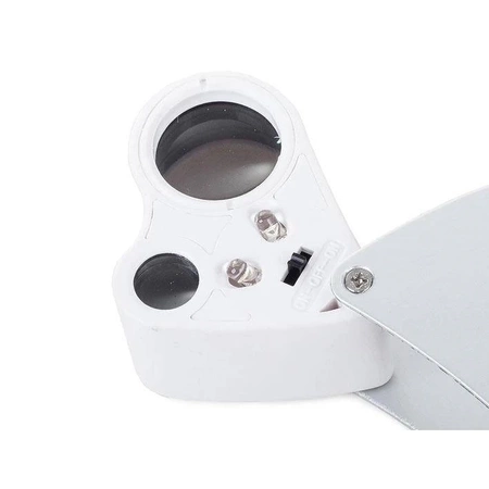 Składana lupa kieszonkowa, jubilerska 2 LED 30x 60x