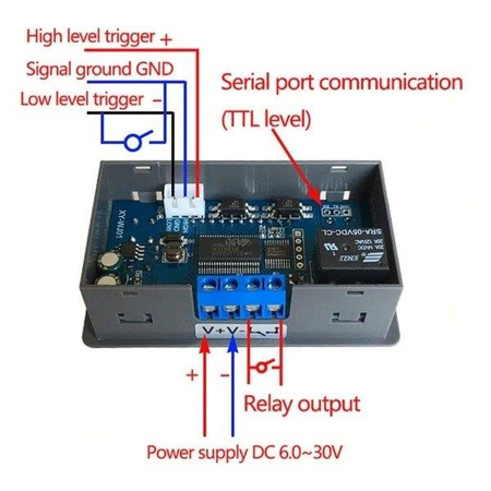 Cyfrowy Timer czasowy 6-30V - XY-WJ01 - moduł przekaźnika opóźniającego