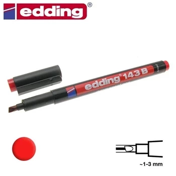Pisak permanentny edding 143B czerwony do PCB, folii i szkła, linia 1–3 mm
