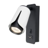 Kinkiet GU10 z USB, oświetlenie do czytania, biały+czarny, XUDO IK270W