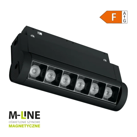 Reflektor szynowy magnetyczny liniowy 6W 480lm 4000K czarny M-LINE