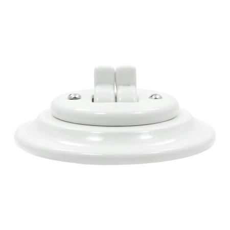 Włącznik światła schodowy podwójny kołyskowy ceramiczny, okrągły z ramką, podtynkowy biały Ceramic Loft