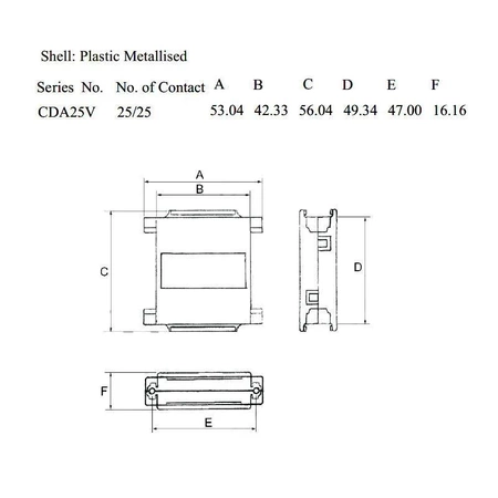 Obudowa, przejście DB25-DB25 metalizowana, CDA25V
