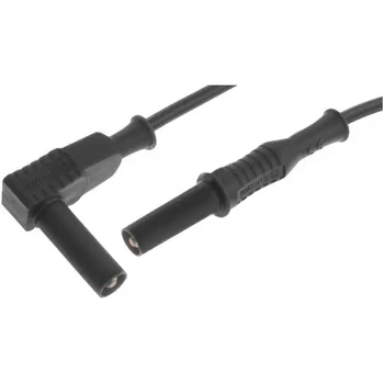 Przewód silikonowy 1.5mm2 z 2 wtykami bezpiecznym 4mm 25A - prostym i kątowym, 1.5m czarny