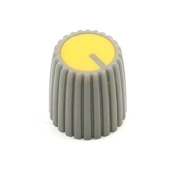 Gałka do potencjometru na oś 6mm - 15x15mm - szara, żółty znacznik - GS15