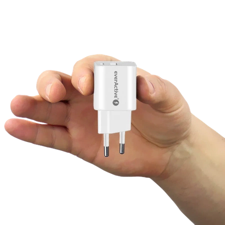Ładowarka USB, ładowarka sieciowa, szybkie ładowanie QC3.0 + USB-C PD PPS 30W, everActive GaN SC-390Q