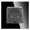 Gniazdo elektryczne Schuko IP44 z klapką - szklana ramka - czarne - Tawoia Glass