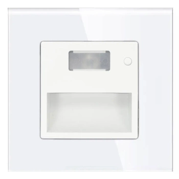 Lampka schodowa LED 230V 1.5W z czujką ruchu - szklana ramka - biały - Tawoia Glass