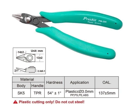 Szczypce PM-200 obcinaczki do plastiku 3mm, 137mm Proskit