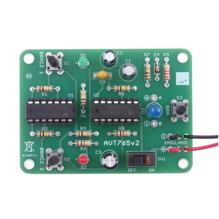 Gra dla dwóch osób - Tester refleksu - kto szybszy - zlutowany KIT AVT 765