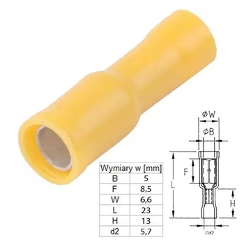 Konektor okrągły w pełnej izolacji żeński 5mm 4-6mm² - końcówka kablowa - SGE