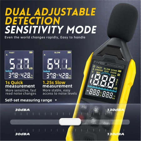 Miernik poziomu dźwięku, Decybelomierz 30-130dB, FNIRSI FDM-01