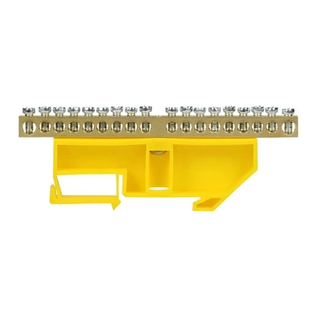 Listwa zaciskowa dla uziemienia PE, 18 przewodów, szyna DIN, żółta, ORNO 8204
