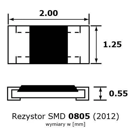 Rezystor 2,2 om, 5%, 0,125 W, SMD 0805