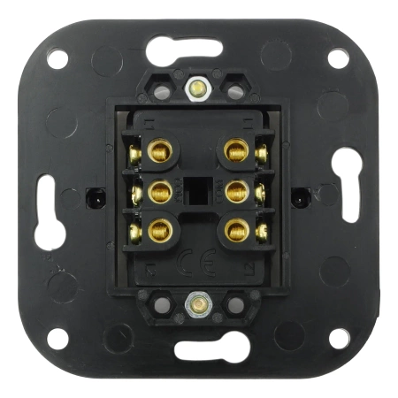 Włącznik światła schodowy podwójny kołyskowy ceramiczny, okrągły z ramką, podtynkowy czarny Ceramic Loft