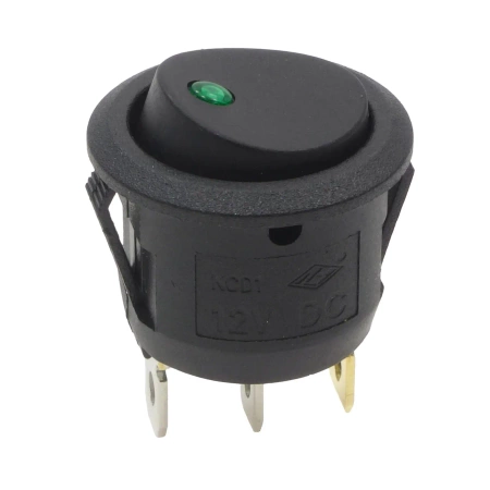 Włącznik ON-OFF SMRS101-6LDG 10A 12V okrągły, zielona dioda 12V