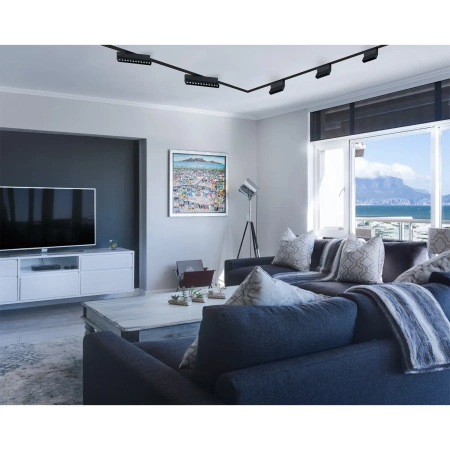 Łącznik kątowy do szyny magnetycznej poziomy podtynkowy czarny M-LINE