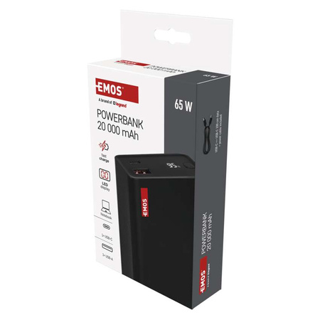 Powerbank, 20000 mAh, 65 W, szybkie ładowanie PD, czarny, EMOS B0560