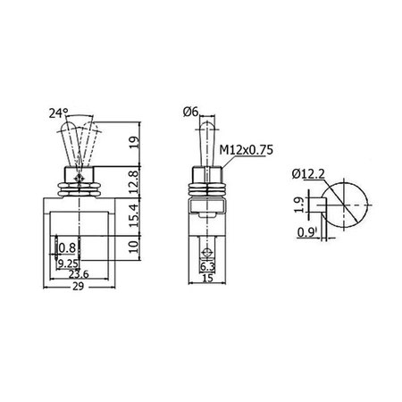 Włącznik ON-OFF KN3D-101 2-poz. pojedynczy SPST 2P