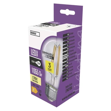 Żarówka LED E27 Filament A60 8.5W ciepła biel 2700K, 1060lm, ściemnialna