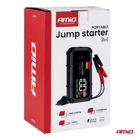 Jump Starter PRO 12V 12AH 1000A 3w1 Starter/Latarka Led/Powerbank AMIO 04676