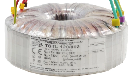 Transformator toroidalny 120VA Indel TSTL 120/002 115V/230V (330V, 6.3V) do wzmacniaczy lampowych