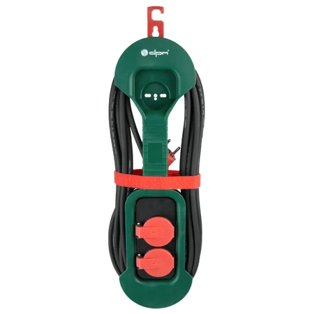 Przedłużacz, 2 gniazda, IP44, 8m, 3G1.5 mm2, 16A 3680W, zielono-czerwony