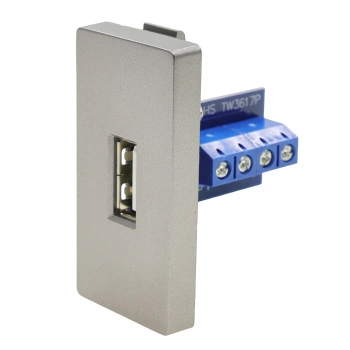 Moduł 1/2 - ładowarka USB 2.4A, 1x USB - szary - kompatybilny z ramkami Tawoia Glass