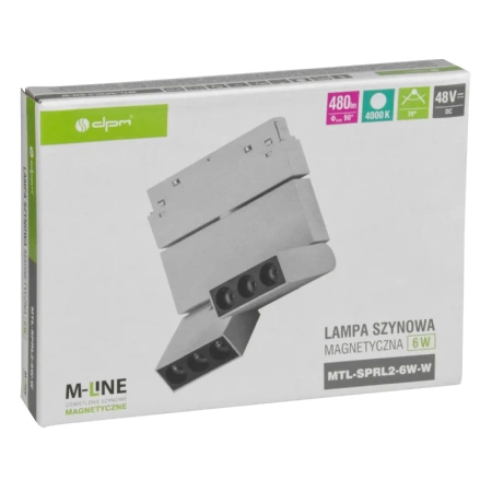 Reflektor szynowy magnetyczny liniowy podwójny regulowany 6W 480lm 4000K biały M-LINE