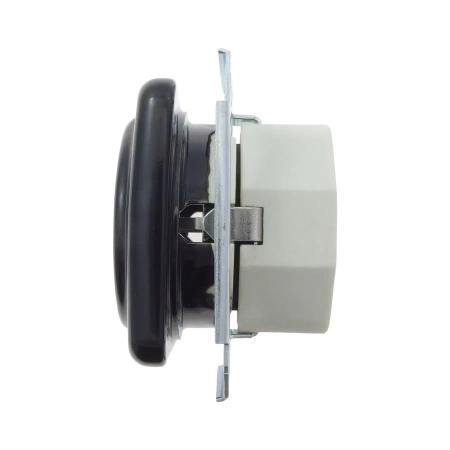 Gniazdo elektryczne Schuko ceramiczne kwadratowe bez ramki, montaż podtynkowy, kolor czarny Ceramic Loft